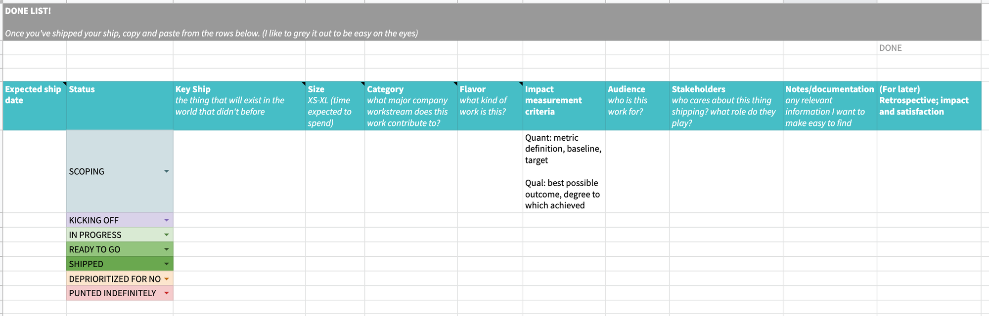 Screenshot of Excel spreadsheet template