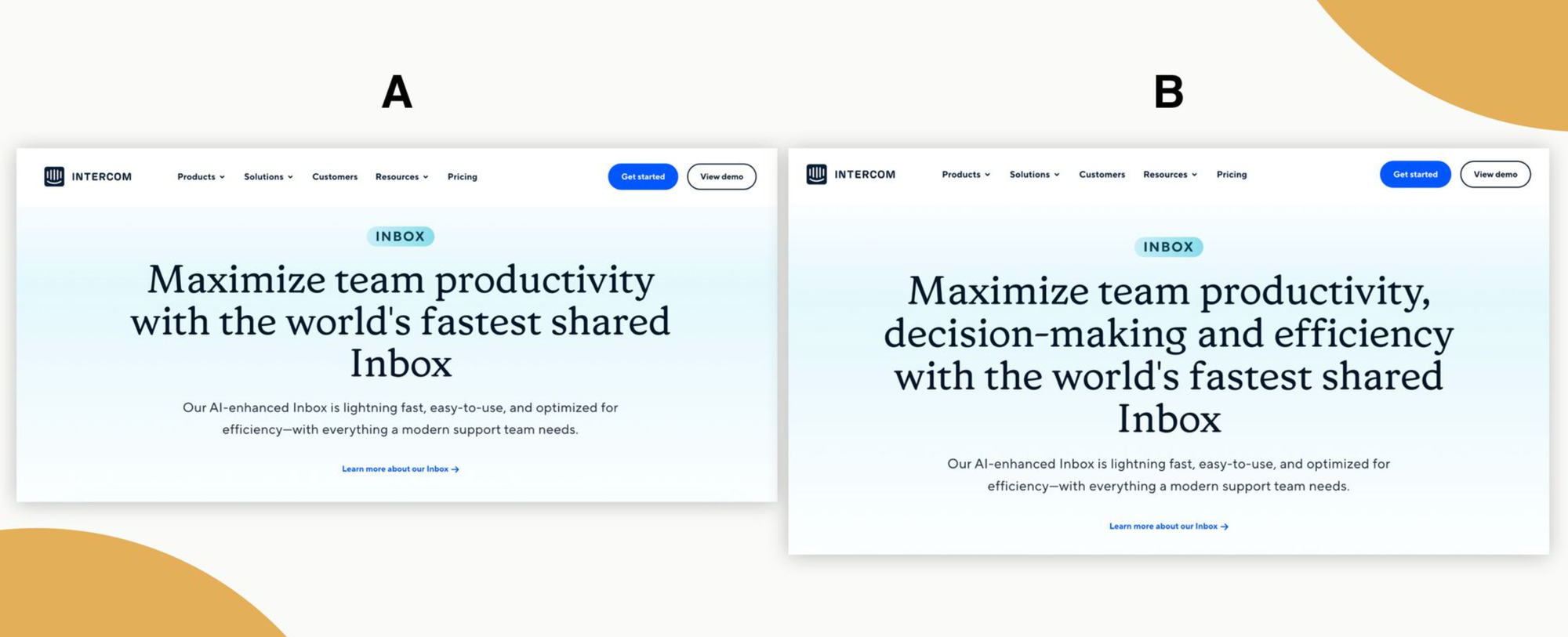 Graphic comparing one headline with the word "and" against one that does. The second one is longer